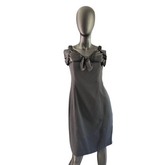 Betsy & Adam Off-Shoulder Black Cocktail Dress With Bow Detail Vintage - Picture 1 of 12